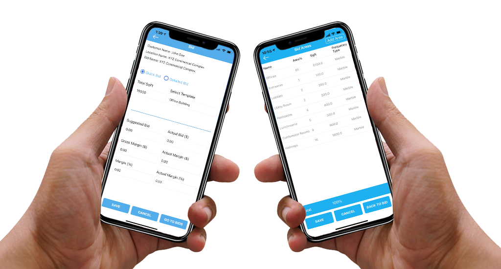 Two Hands Holding Iphones Showing Ui Of Mobile Bidding